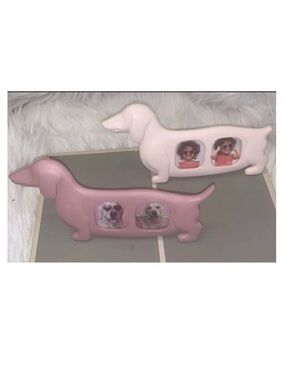 🎆 Set of Dachshund Pink (Light & Dark) Doxie Dog Picture Frames NEW